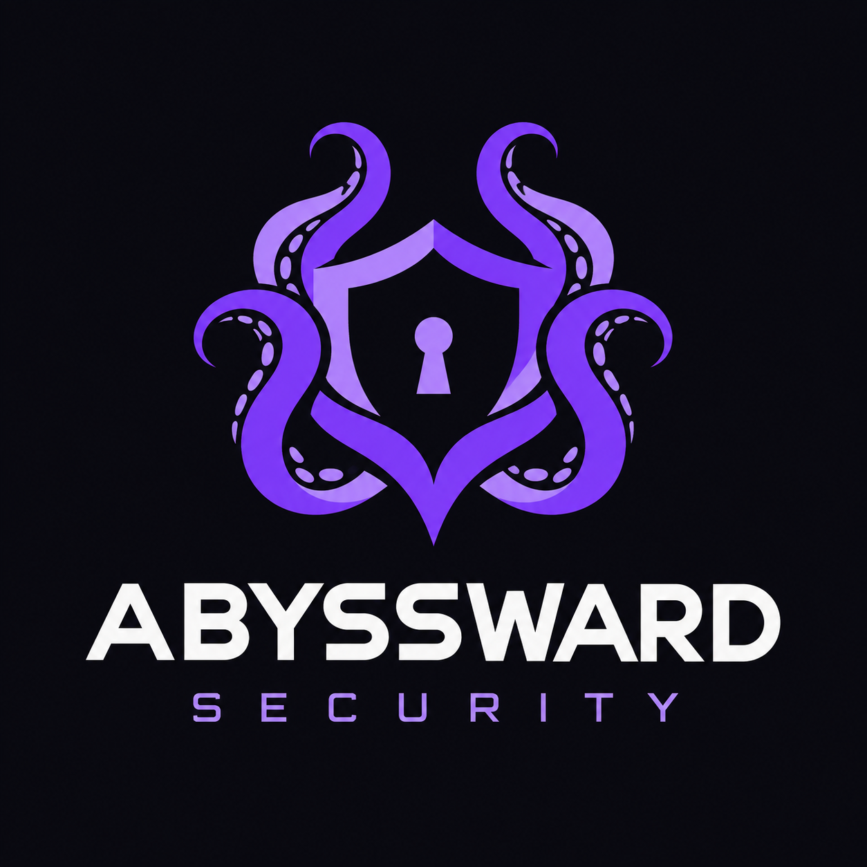 Abyssward Security logo featuring purple tentacles around a shield and keyhole
